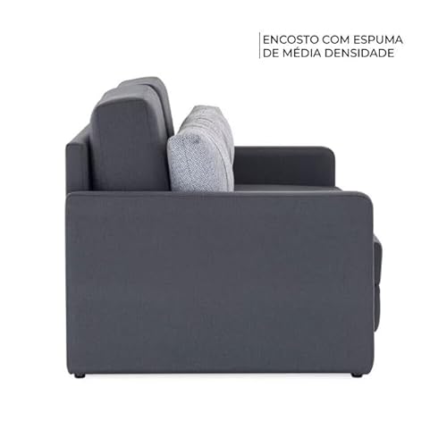 Sofá-cama 2 Lugares Casal Herval Aurora, Linho Grafite Fechado, 146 cm