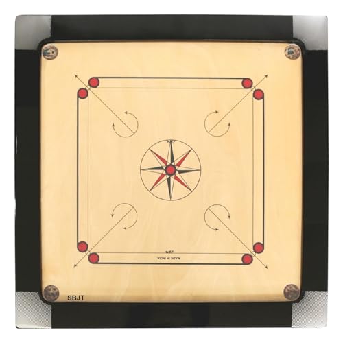 Image of WRF Superior Matte Finish Practice Carrom Board for Serious Professional Practice with Coins Striker and Powder Black New (35 Inches Club A3)