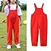 Tween Girls Cotton Overalls Straight Leg Solid Jumpsuit Fashion Loose Fit Boys Pockets Casual School (Red, 4-5 Years)