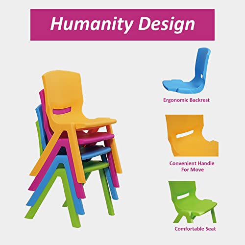 Domi Kids Chair,Children Lightweight Plastic 4 Chairs Set With 11.8" H Seat For Playrooms,Preschool,Toddlers(Enlarge Size #TOP4