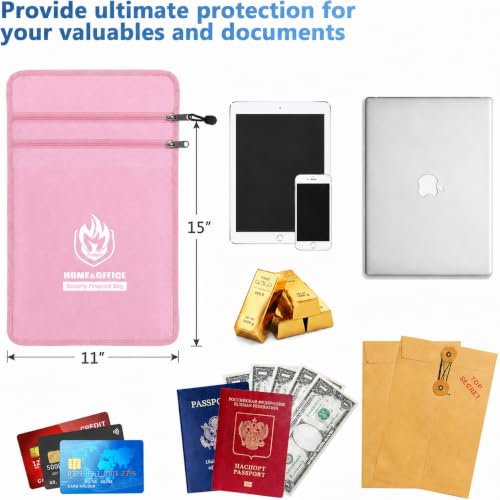 Image of Andyer 2 Pockets Fireproof Document Bag (15 inchx11 inch), Protect Values from Fire