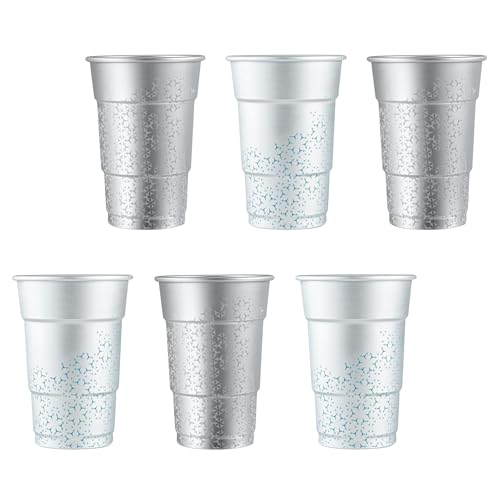 Restaurantware-Saving Nature 16 Ounce Drinking Cups, 4 Color-Changing Metal Cups - Reacts To Cold Liquids, Reusable, Aluminum Disposable Party Cups, Stylish, For Home, Party, And More by Restaurantware - Used condition - US$6.13