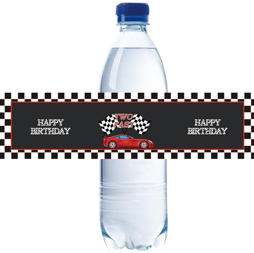 Labels, Race Car 2nd Birthday Bottle Wrappers For Boy, Racing Car Stickers For Boys Birthday Party Decoration