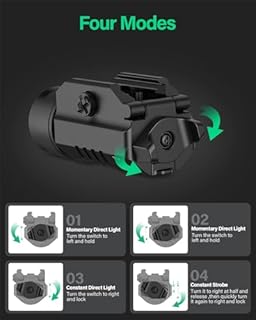 DARKFANG 1250 lumens Picatinny Track Lampe de Poche Tactique, extérieur stroboscopique/Stable/instantané multimode