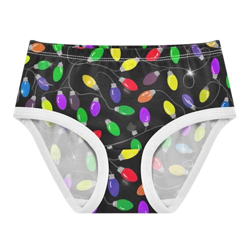 Toddler Underwear Floral 2t Cotton Girl Panties Cute Durable Briefs Kids Undies Colorful Christmas Lights Black