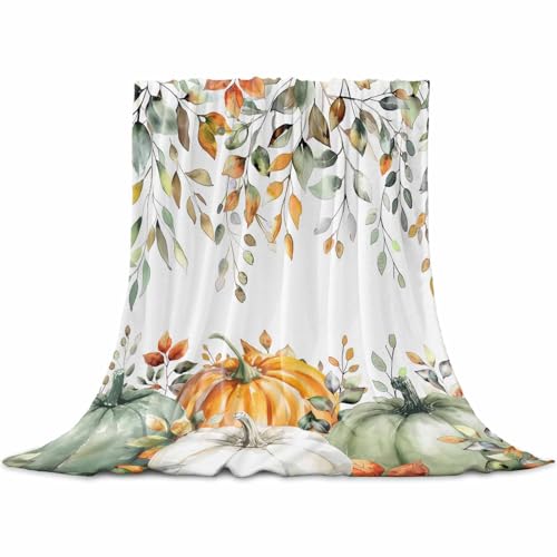 Fall Throw Blanket Sage Green Pumpkin Blankets and...