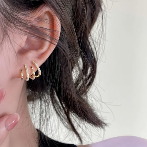 Claw Earrings for Women Dainty Gold Silver Zircon Cuff Earrings Four Claw Half Hoop Stud Earring Minimalist Huggie Ear Wrap Piercing For Birthday Valentine's Day Christmas Gifts3