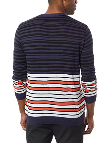 Suéter Tricô Colcci, masculino, Azul Moondust Preto Off Laranja Flúor, XGG