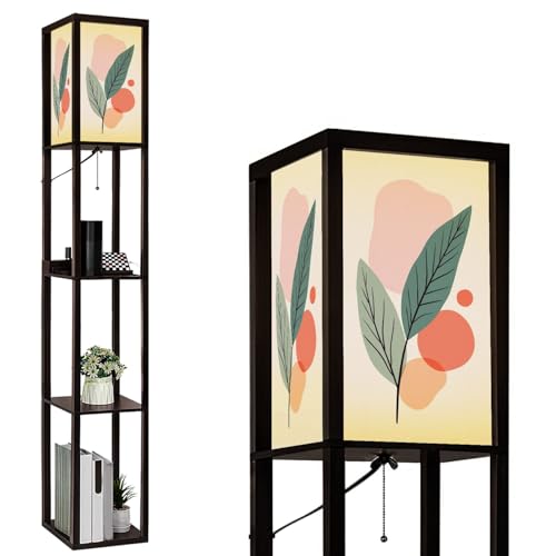 Floor Lamp with Shelves Soft Style Banana Leaf Organic Curves