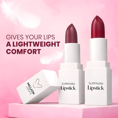 Image of Million Colors Creamy Matte Hydrating Lipstick| Infused With Almond Oil and Vitamin E| Long Lasting, Nourishing and Intense Hydration (Caramel,12)