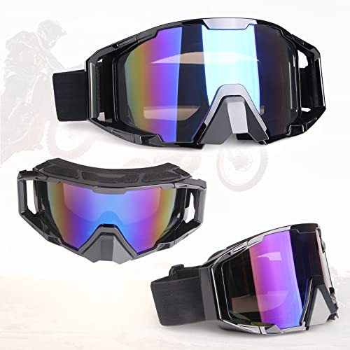 Motorcycle Riding Goggles Off Road Motocross Goggles Dirt Bike Atv Dust Shatterproof Racing Uv Protection Goggles Utv Mx Helmet Goggles Glasses For Outdoor Sports Actives Black Frame + Color Lens #TOP4
