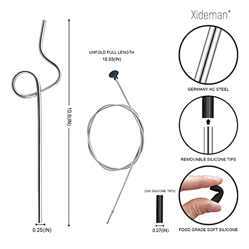 Pitillos de acero inoxidable reutilizables con estuche de viaje y cepillo de limpieza, set de 4 miniatura 3