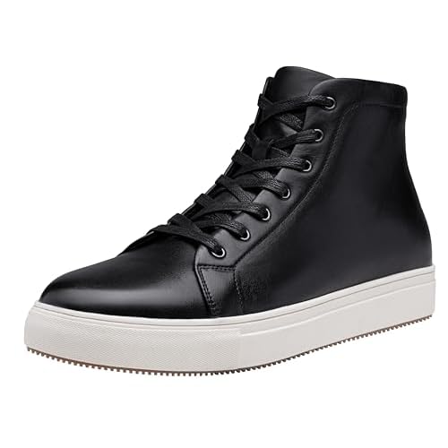 Jousen Men's Casual Shoes High Top Premium Leather Fashion Sneakers Dress Boots for Men