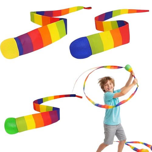 YyiFcg Schweifball, 3 Regenbogenbälle in Gelb, Grün und Blau, für Spiele und Freizeitaktivitäten, robust und langlebig
