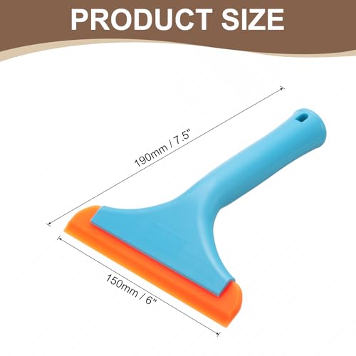 Image of HARFINGTON 2pcs Squeegee 6 Inch Length Auto Water Blade Shower Squeegee with Non-Slip Handle for Windshield Window Cleaner Glass Door, Blue
