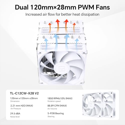 Image of Thermalright Peerless Assassin 120 SE White V2 CPU Cooler, 1850RPM | 6 Heat Pipes, Dual 120mm PWM Fans, for AMD AM4 /AM5 and Intel LGA1851 /1700