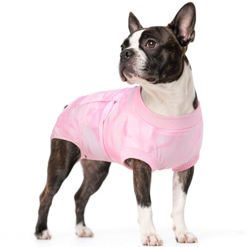 Kuoser Dog Surgery Recovery Suit, Anti Licking Surgical Suit for Dogs Male Neuter, Soft Dog Surgery Suit Female Spay Subsititute E-Collar Cone, Doggie Body Suits After Surgery Pink Tie Dye M