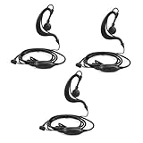 Retevis RT20 2 Way Radio Earpiece 1 Pin 2.5mm with Speaker Mic, Compatible RT20 Walkie Talkies, C Shape Earhook Lightweight Walkie Talkie Earpiece with PTT and Clip(3 Pack)