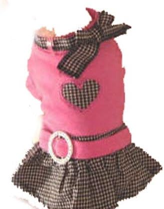 Little Dog Good Girl Checkered Rhinestone Buckle Dress Medium