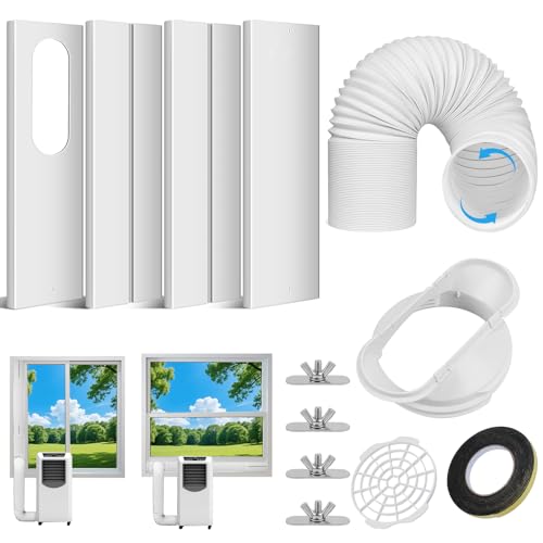 Portable Air Conditioner Window Vent Kit: Qoosea Adjustable AC Window Seal Kit with 5.1 & 5.9 Inch Exhaust Hose Sliding Window Upgraded Adjustable AC Vent Kit for Sliding Horizontal & Vertical Windows by Qoosea - Used condition - US$30.49