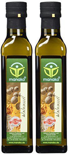manako Walnussöl, raffiniert, 100% rein, 2 x 250 ml  Glasflasche (2 x 0,25 l)
