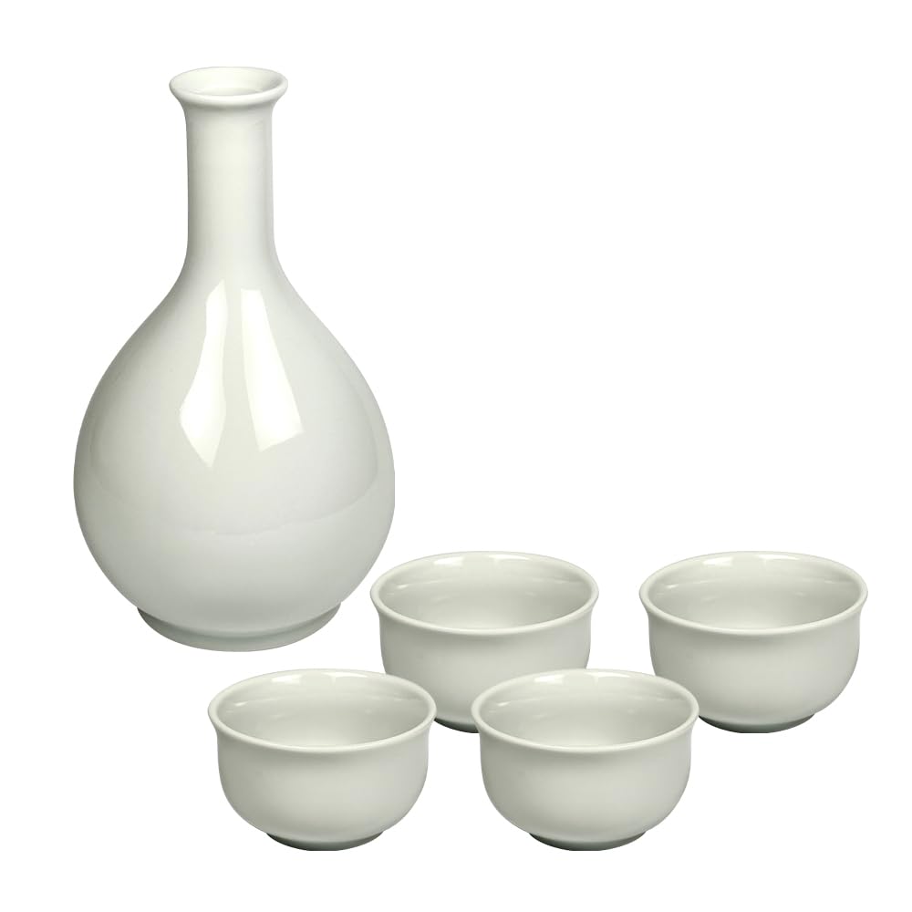 Amazon.co.jp: 酒器セット 徳利 1200ml ぐい呑み 4個付 白磁 マッコリ