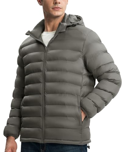 Image of Gopune Men's Lightweight Puffer Jacket Detachable Hooded Water Resistant Puffy Winter Down Jackets for Snow Ski Travel