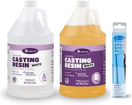 Alumilite Amazing Casting Resin White 2 Gallon + 8-Piece Resin Tool Set