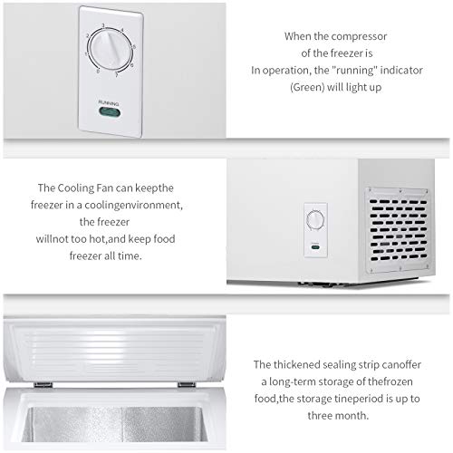 Kismile 2.7 Cubic Feet Chest Freezer With Free Standing Top Open Door Compact Freezer With Adjustable Temperature For Home/Kitchen/Office/Bar (2.7 Cubic Feet, White) #TOP5