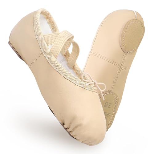 Ballettschuhe MädchenTanzschuhe aus Leder Tanzschuhe mit Geteilter Sohle