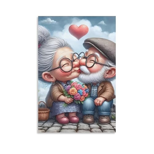 DHBANEIOK Pareja mayor beso_2 Cuadro En Lienzo Cuadro Decorativo Pinturas Murales Pintura Poster Impresiones De Lienzo Para Dormitorio Salon Poster De 08x12inch(20x30cm)
