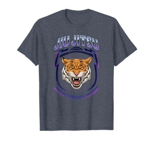 Jiu Jitsu Honor Through Combat - Grappling BJJ Tiger Head Maglietta