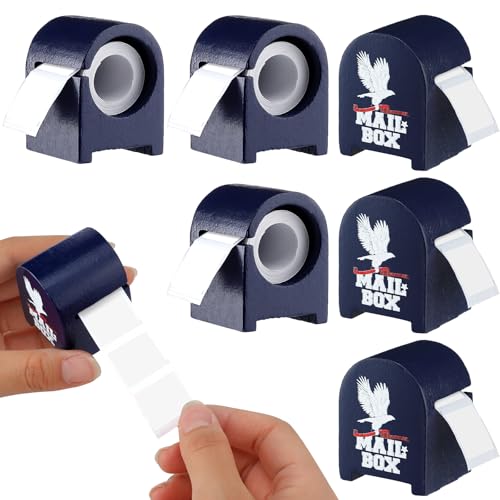 Wesiti 6 Pcs Wooden Stamp Roll Dispenser Wood Postage Stamp Dispenser for Roll of 100 Holder Organizer for Mailing Desk Table Home and Office Supplies