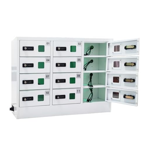 Bpatoimsx Safety and Convenience 12 - Compartment Cell Mobile Phone Charging Station Cabinet Locker with Combination Lock White - Ideal for Students and Employees