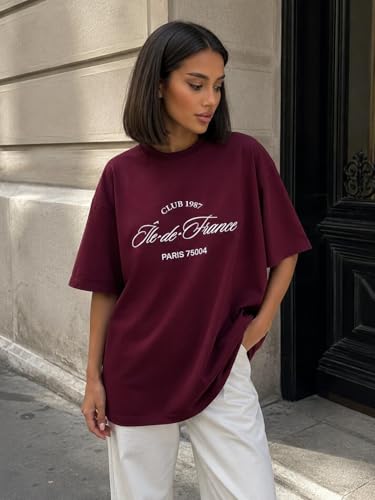 Image of ColorChakra Cotton Oversized Tshirt for Womens Down Shoulder Loose fit t-Shirt Women Baggy Style Oversize t-Shirt Korean fit