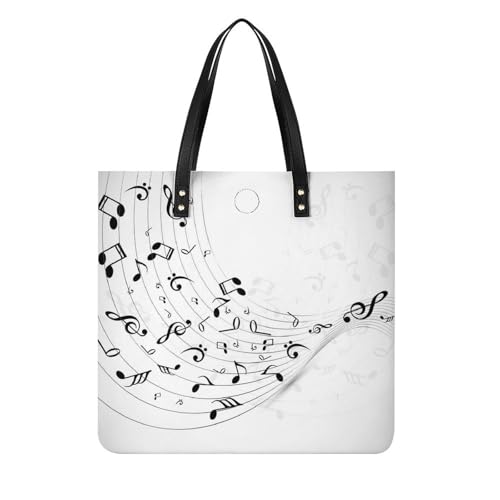 Sac de voyage notes de musique noires - Grand tote bag d'épaule pour femme
