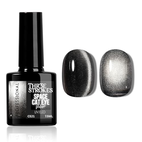 Image of THR3E STROKES 9D Glitter Cat Eye Gel Magnetic Nail Polish Art Manicure DIY at Home Soak Off UV Gel 7.5ML (CE21, 7.5ML)