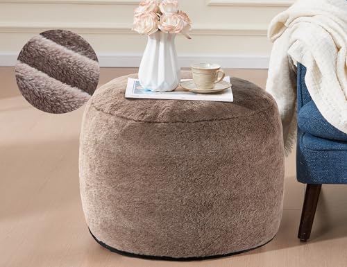 Round Pouf Ottoman for Living Room 20'x15' Bean Bag Ottoman Soft Top Comfortable Small Foot Stool...