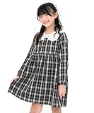 [Bee] ビー フォーマルワンピース キッズ ジュニア 女の子 ガールズ 長袖 sbb01919 120cm レース襟×ブラックチェック柄