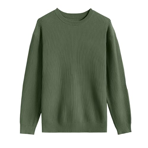 RTRDE Men's Casual Crewneck Sweatshirts, Long Sleeve Solid Color Loose Fit Fall Winter Knit Pullover Sweaters, M-3XL2