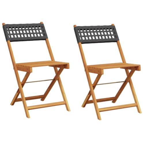 Chaises de bistrot lot de 2 noir bois massif d acacia et rotin