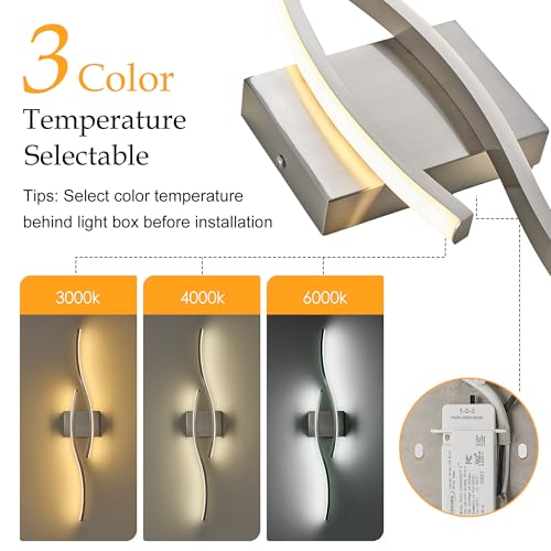 Image of KARTOOSH Hardwired Brushed Nickel Vanity Lights for Bathroom