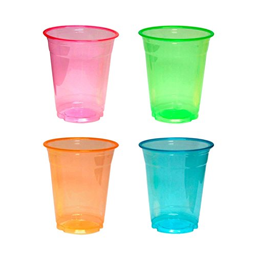 Party Essentials Soft Plastic 16-Ounce Party Cups/Pint Glasses, 20-Count, Assorted Neon