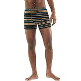 icebreaker M Anatomica Boxers Gestreift-Blau-Gelb, Herren Merino Unterwäsche, Größe M - Farbe Curry - Nightfall Stripe