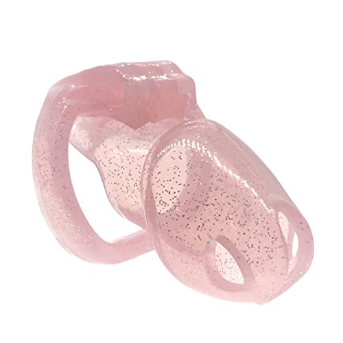 Image of HT-V4 Chastity Cage for Men | 5 Adjustable Wide Rings & 6 Colors | Beginner-Friendly | Adult Sex Toy with Sizing Guide (Pink with Silver Sparkles, Standard)