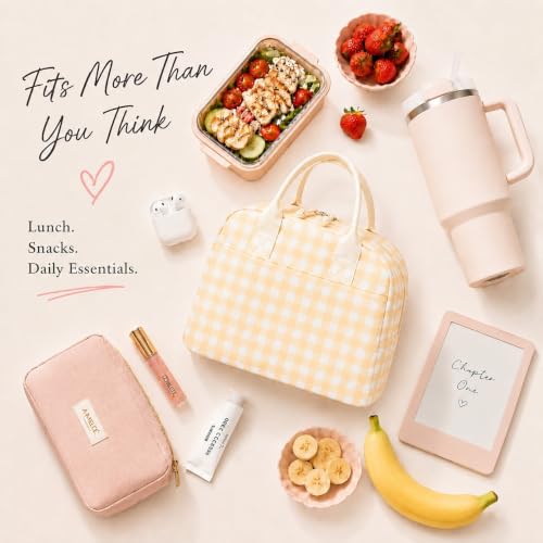 Image of LOVELYWIND Lunch Box for Women Cute Lunch Bags for Women Lunch Tote Bags Reusable Insulated Lunch Box Large Capacity Reusable Insulated Cooler for Work or Travel Gifts or Beach