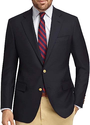 Brooks Brothers Men's Madison Fit All Wool Two Button Blazer Jacket, Navy Blue (40L Long)