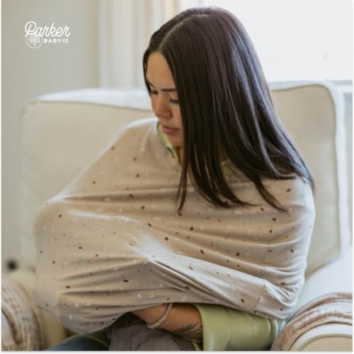 Image of Parker Baby 4 in 1 Car Seat Cover for Girls and Boys - Stretchy Carseat Canopy, Nursing Cover, Grocery Cart Cover, High Chair Cover - inchPebble inch