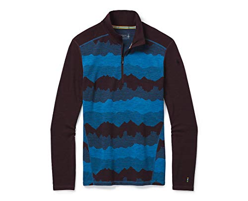 Smartwool Merino 250 Base Layer Pattern 1/4 Zip Woodsmoke Mountain Scape XL