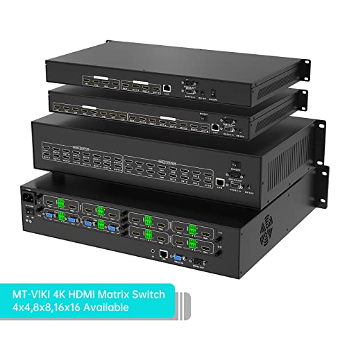 Image of MT-VIKI Upgraded 4K HDMI Matrix Switch 16x16 w /Web GUI,Built-in US ADI Chip | 4K@30Hz 2U Rack Mount Matrix Switcher & Splitter, EDID, RS232, LAN Port, Remote